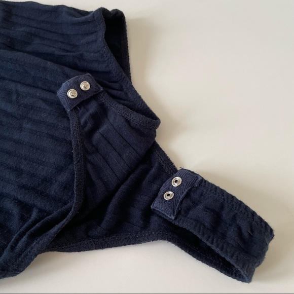 Elodie Ribbed Short Sleeve Bodysuit Navy Blue Size M - Picture 4 of 4